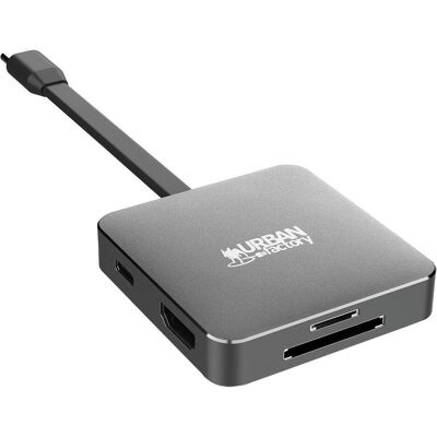 Urban Factory Hubee Light (USB-C, 4 Ports), Dockingstation + USB Hub, Grau Urban Factory Hubee Light (USB-C, 4 Ports), Dockingstation + USB Hub, Grau