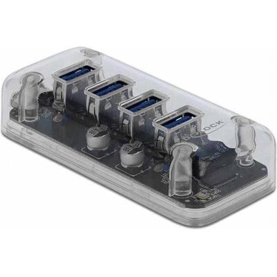 Delock USB-Hub 64087 USB 3.0 - 4x Typ-A (USB-A, 4 Ports), Dockingstation + USB Hub, Transparent Delock USB-Hub 64087 USB 3.0 - 4x Typ-A (USB-A, 4 Ports), Dockingstation + USB Hub, Transparent