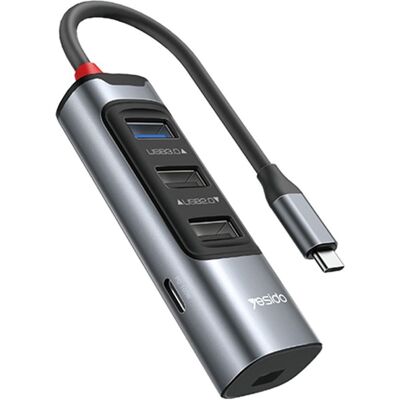 Yesido USB-C Hub HB24, 5in1, Grey (USB-C, 5 Ports), Dockingstation + USB Hub, Grau Yesido USB-C Hub HB24, 5in1, Grey (USB-C, 5 Ports), Dockingstation + USB Hub, Grau