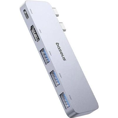 NoName Hub 5in1 Baseus UltraJoy 2xUSB-C to USB-C+HDMI 4K@30Hz+3xUSB (grey) (USB-C, 5 Ports), Dockingstation + USB Hub, Grau NoName Hub 5in1 Baseus UltraJoy 2xUSB-C to USB-C+HDMI 4K@30Hz+3xUSB (grey) (USB-C, 5 Ports), Dockingstation + USB Hub, Grau