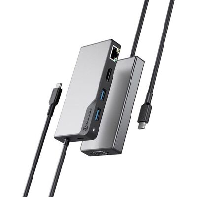 Alogic USB-C FUSION MAX 6-IN-1 HUB (USB-C, 6 Ports), Dockingstation + USB Hub, Grau, Schwarz Alogic USB-C FUSION MAX 6-IN-1 HUB (USB-C, 6 Ports), Dockingstation + USB Hub, Grau, Schwarz