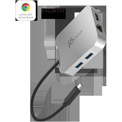 j5Create JCD391-N Adattatore multiporta PD 4K60 Elite USB-C (USB-C), Dockingstation + USB Hub, Silber j5Create JCD391-N Adattatore multiporta PD 4K60 Elite USB-C (USB-C), Dockingstation + USB Hub, Silber