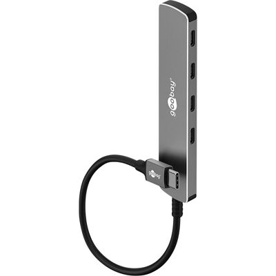 Goobay Slim 4-Port USB-Hub, USB-C auf USB-C, 5 Gbit/s (USB-C, 4 Ports), Dockingstation + USB Hub, Grau Goobay Slim 4-Port USB-Hub, USB-C auf USB-C, 5 Gbit/s (USB-C, 4 Ports), Dockingstation + USB Hub, Grau