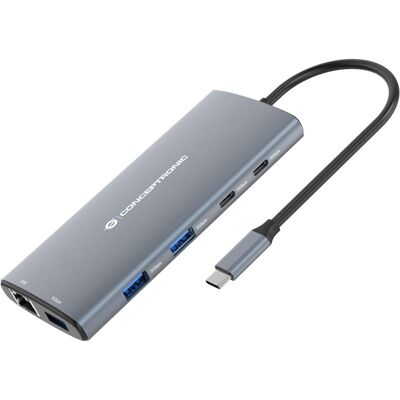 Conceptronic 10-1 Dock USB-C->HDMI/2xUSB-C/3xUSB-A/+ 20cm gr (USB-C, 10 Ports), Dockingstation + USB Hub, Grau Conceptronic 10-1 Dock USB-C->HDMI/2xUSB-C/3xUSB-A/+ 20cm gr (USB-C, 10 Ports), Dockingstation + USB Hub, Grau