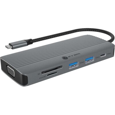 Icy Box IB-DK4040a-CPD (USB-C, 10 Ports), Dockingstation + USB Hub, Silber, Grau Icy Box IB-DK4040a-CPD (USB-C, 10 Ports), Dockingstation + USB Hub, Silber, Grau
