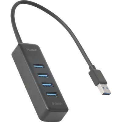 Deltaco UH-734 (USB-A, 4 Ports), Dockingstation + USB Hub, Schwarz Deltaco UH-734 (USB-A, 4 Ports), Dockingstation + USB Hub, Schwarz