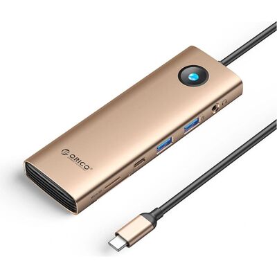 Orico PW11 9-in-1 USB-C Dockingstation 2x USB-A 3.0 1x USB-C 3.0 (USB-C, 9 Ports), Dockingstation + USB Hub, Rosa Orico PW11 9-in-1 USB-C Dockingstation 2x USB-A 3.0 1x USB-C 3.0 (USB-C, 9 Ports), Dockingstation + USB Hub, Rosa
