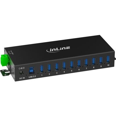 InLine USB 3.2 Gen.1 Industrie-Hub, 10 Port, Aluminiumgehäuse, mit Netzteil (USB-B, 10 Ports), Dockingstation + USB Hub, Schwarz InLine USB 3.2 Gen.1 Industrie-Hub, 10 Port, Aluminiumgehäuse, mit Netzteil (USB-B, 10 Ports), Dockingstation + USB Hub, Schwarz