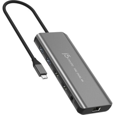 j5Create JCD398-N, Kabelgebunden, USB 3.2 Gen 2 (3.1 Gen 2) Type-C, 100 W, 10,100,1000 Mbit/s, Grau (5 Ports), Dockingstation + USB Hub, Grau j5Create JCD398-N, Kabelgebunden, USB 3.2 Gen 2 (3.1 Gen 2) Type-C, 100 W, 10,100,1000 Mbit/s, Grau (5 Ports), Dockingstation + USB Hub, Grau