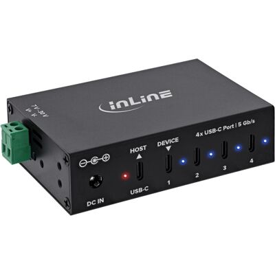InLine USB 3.2 Gen.1 Industrie-Hub (USB-C, 4 Ports), Dockingstation + USB Hub, Schwarz InLine USB 3.2 Gen.1 Industrie-Hub (USB-C, 4 Ports), Dockingstation + USB Hub, Schwarz