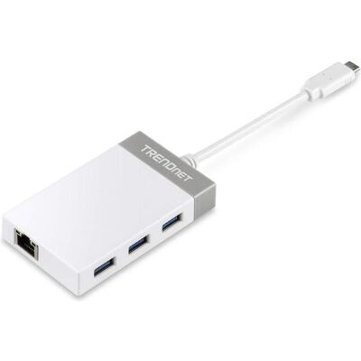 Trendnet TUC-ETGH3 (USB-C, 3 Ports), Dockingstation + USB Hub, Grau, Weiss Trendnet TUC-ETGH3 (USB-C, 3 Ports), Dockingstation + USB Hub, Grau, Weiss