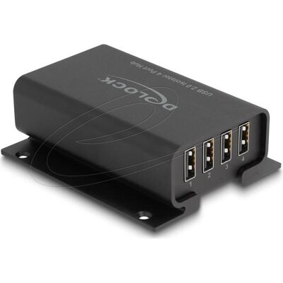 Delock Hub (USB-B, 4 Ports), Dockingstation + USB Hub, Schwarz Delock Hub (USB-B, 4 Ports), Dockingstation + USB Hub, Schwarz