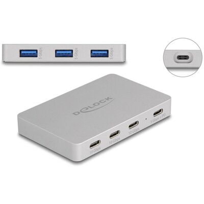 Delock 64279 (USB-C, 7 Ports), Dockingstation + USB Hub, Grau Delock 64279 (USB-C, 7 Ports), Dockingstation + USB Hub, Grau