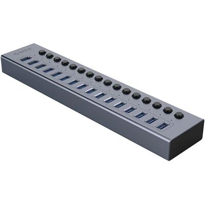 Orico Converter BT2U3-16AB Hub 16x USB-A 3.0 with switches - gray (16 Ports), Dockingstation + USB Hub, Grau Orico Converter BT2U3-16AB Hub 16x USB-A 3.0 with switches - gray (16 Ports), Dockingstation + USB Hub, Grau