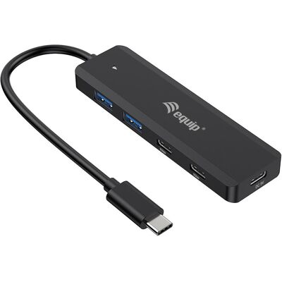 Equip Versa (USB-C, 4 Ports), Dockingstation + USB Hub, Schwarz Equip Versa (USB-C, 4 Ports), Dockingstation + USB Hub, Schwarz
