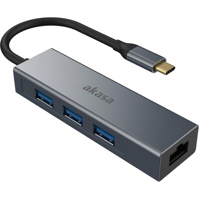 Akasa AK-CBCA20-18BK Schnittstellen-Hub USB 3.2 Gen 1 (3.1 Gen 1) Type-C 5000 Mbit/s Grau (USB-C, 4 Ports), Dockingstation + USB Hub, Grau Akasa AK-CBCA20-18BK Schnittstellen-Hub USB 3.2 Gen 1 (3.1 Gen 1) Type-C 5000 Mbit/s Grau (USB-C, 4 Ports), Dockingstation + USB Hub, Grau