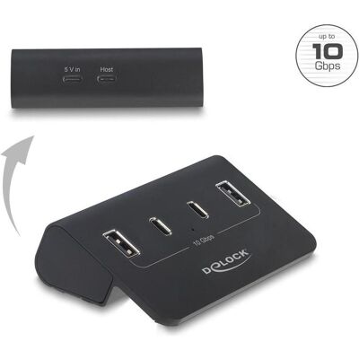 Delock USB 10 Gbps Hub mit 2 USB Type-C und 2 USB Typ-A Ports (64259) (Thunderbolt, USB-A, USB-C, 4 Ports), Dockingstation + USB Hub, Schwarz Delock USB 10 Gbps Hub mit 2 USB Type-C und 2 USB Typ-A Ports (64259) (Thunderbolt, USB-A, USB-C, 4 Ports), Dockingstation + USB Hub, Schwarz