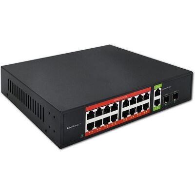 Qoltec Przecznik sieciowy SWITCH Gigabit Ethernet PoE 16x RJ45 2x Uplink SFP (16 Ports), Netzwerk Switch, Schwarz Qoltec Przecznik sieciowy SWITCH Gigabit Ethernet PoE 16x RJ45 2x Uplink SFP (16 Ports), Netzwerk Switch, Schwarz