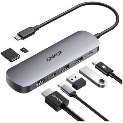 Acer Dokovací stanice 7v1 Anker Nano 100W 2xUSB-C, 2xUSB, 1xHDMI, SD/microSD slot šedá (USB-C, 7 Ports), Dockingstation + USB Hub, Grau Acer Dokovací stanice 7v1 Anker Nano 100W 2xUSB-C, 2xUSB, 1xHDMI, SD/microSD slot šedá (USB-C, 7 Ports), Dockingstation + USB Hub, Grau
