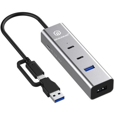 Graugear 4 Port USB HUB + PD 2xC+2xA USB+USB-C PD Supports (USB-C, 4 Ports), Dockingstation + USB Hub, Grau Graugear 4 Port USB HUB + PD 2xC+2xA USB+USB-C PD Supports (USB-C, 4 Ports), Dockingstation + USB Hub, Grau