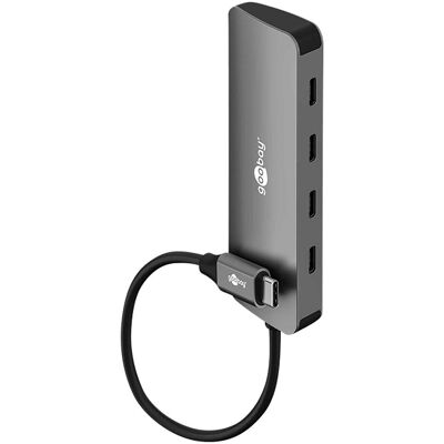 Goobay Slim 4-Port USB-C Hub Schwarz-Grau (USB-C, 4 Ports), Dockingstation + USB Hub, Schwarz, Grau Goobay Slim 4-Port USB-C Hub Schwarz-Grau (USB-C, 4 Ports), Dockingstation + USB Hub, Schwarz, Grau