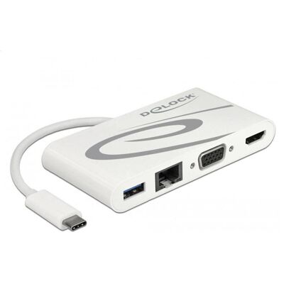 Delock Dockingstation USB Type-C 3.1 (USB-C, 5 Ports), Dockingstation + USB Hub, Weiss Delock Dockingstation USB Type-C 3.1 (USB-C, 5 Ports), Dockingstation + USB Hub, Weiss
