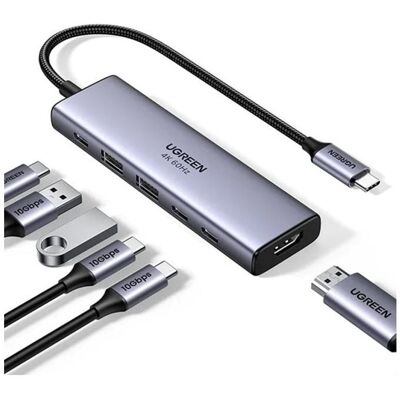 Ugreen 6-in-1 USB-C Hub (USB-C, 6 Ports), Dockingstation + USB Hub, Grau Ugreen 6-in-1 USB-C Hub (USB-C, 6 Ports), Dockingstation + USB Hub, Grau
