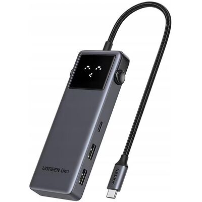 Ugreen - Docking Station Uno 6in1 (75177) - LED Display, 2x USB, Type-C, HDMI, 4K@60Hz, 20W - Grey (USB-C, 6 Ports), Dockingstation + USB Hub, Grau Ugreen - Docking Station Uno 6in1 (75177) - LED Display, 2x USB, Type-C, HDMI, 4K@60Hz, 20W - Grey (USB-C, 6 Ports), Dockingstation + USB Hub, Grau