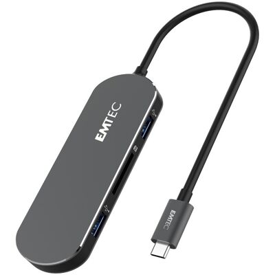 Emtec T650C (USB-C, 6 Ports), Dockingstation + USB Hub, Schwarz Emtec T650C (USB-C, 6 Ports), Dockingstation + USB Hub, Schwarz