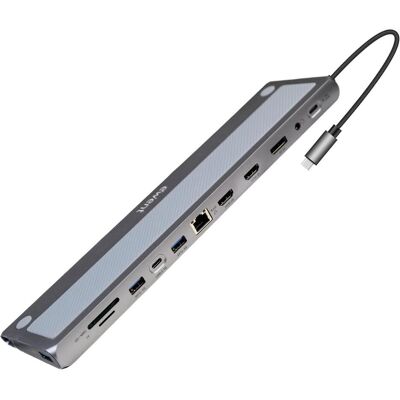 Ewent EW1150 (USB-C, 13 Ports), Dockingstation + USB Hub, Silber Ewent EW1150 (USB-C, 13 Ports), Dockingstation + USB Hub, Silber