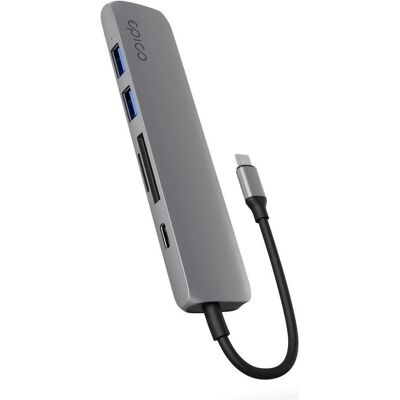 Epico 6in1 Aluminium Hub 8K with USB-C connector - space gray (USB-C, 6 Ports), Dockingstation + USB Hub, Grau Epico 6in1 Aluminium Hub 8K with USB-C connector - space gray (USB-C, 6 Ports), Dockingstation + USB Hub, Grau