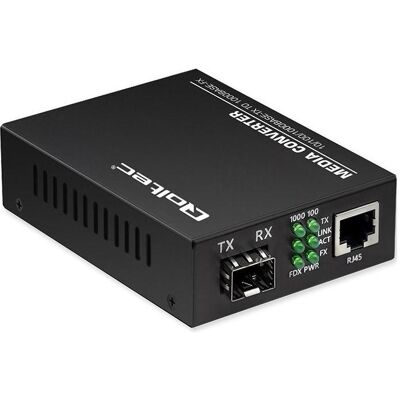 Qoltec Bidirektionaler Medienkonverter Ethernet SWITCH 1x RJ45 1x SFP 1000 Mbit/s 5V (2 Ports), Netzwerk Switch, Schwarz Qoltec Bidirektionaler Medienkonverter Ethernet SWITCH 1x RJ45 1x SFP 1000 Mbit/s 5V (2 Ports), Netzwerk Switch, Schwarz