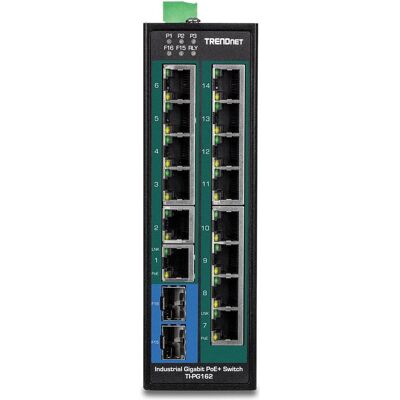 Trendnet Industrie Switch 16Port Gbit PoE+ Metall DIN-Rail (16 Ports), Netzwerk Switch, Schwarz Trendnet Industrie Switch 16Port Gbit PoE+ Metall DIN-Rail (16 Ports), Netzwerk Switch, Schwarz