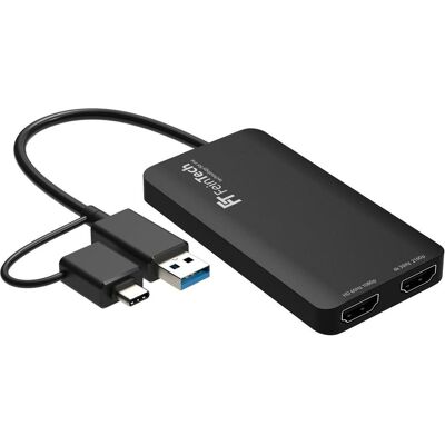 FeinTech CX200 USB HDMI Adapter 2 Displays (USB-A, USB-C), Dockingstation + USB Hub, Schwarz FeinTech CX200 USB HDMI Adapter 2 Displays (USB-A, USB-C), Dockingstation + USB Hub, Schwarz