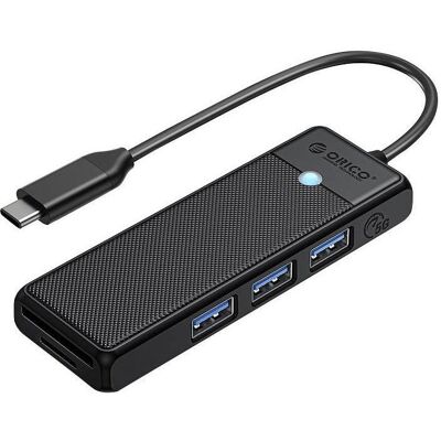 Orico Adapter Hub 4in1 USB A3.0x3+TF/SD3.0x1 (USB-A, USB-C, 5 Ports), Dockingstation + USB Hub, Schwarz Orico Adapter Hub 4in1 USB A3.0x3+TF/SD3.0x1 (USB-A, USB-C, 5 Ports), Dockingstation + USB Hub, Schwarz