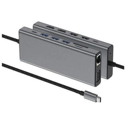 Dacomex USB-C Docking 2xHDMI VGA LAN 5xUSB-A PD 3.0 SD/µSD (USB-C, 14 Ports), Dockingstation + USB Hub Dacomex USB-C Docking 2xHDMI VGA LAN 5xUSB-A PD 3.0 SD/µSD (USB-C, 14 Ports), Dockingstation + USB Hub