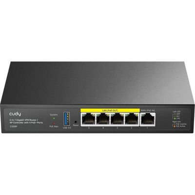 Cudy AP Controller 2-in-1 C200P 4x PoE+ 60W, Router, Schwarz Cudy AP Controller 2-in-1 C200P 4x PoE+ 60W, Router, Schwarz