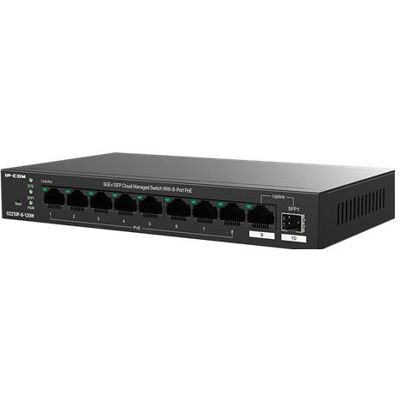 IPC IP-COM Switch Menedzselhető PoE - G2210P-8-102W (9x1Gbps 8 af/at PoE+ port 110W 1x 1Gbps SFP) (9 Ports), Netzwerk Switch, Schwarz IPC IP-COM Switch Menedzselhető PoE - G2210P-8-102W (9x1Gbps 8 af/at PoE+ port 110W 1x 1Gbps SFP) (9 Ports), Netzwerk Switch, Schwarz