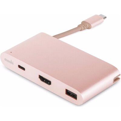 Moshi USB-C Multiport Adapter Rose Gold (USB-C, 3 Ports), Dockingstation + USB Hub, Rosa Moshi USB-C Multiport Adapter Rose Gold (USB-C, 3 Ports), Dockingstation + USB Hub, Rosa