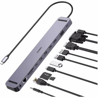 Choetech HUB-M20 (USB-C, 11 Ports), Dockingstation + USB Hub, Grau Choetech HUB-M20 (USB-C, 11 Ports), Dockingstation + USB Hub, Grau