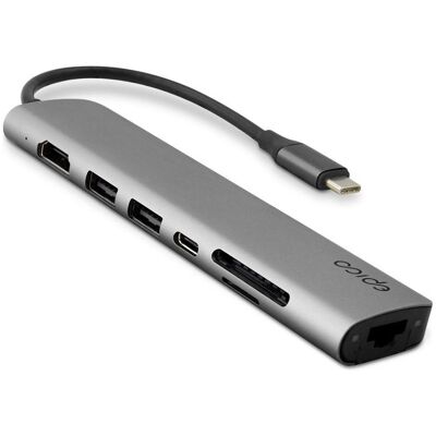 Epico 7in1 Multimedia Hub 8K with USB-C connector - space gray (USB-C, 7 Ports), Dockingstation + USB Hub, Grau Epico 7in1 Multimedia Hub 8K with USB-C connector - space gray (USB-C, 7 Ports), Dockingstation + USB Hub, Grau
