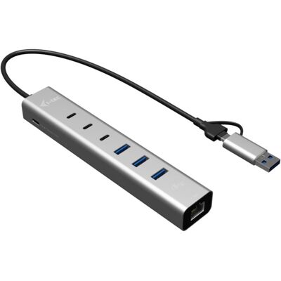 i-tec USB-C/USB-A Metal HUB 6 port 3x USB-C 3.2 Gen1 3x USB-A 3.2 Gen1 1x GLAN Power Delivery 85W (USB-A, USB-C, 6 Ports), Dockingstation + USB Hub, Silber i-tec USB-C/USB-A Metal HUB 6 port 3x USB-C 3.2 Gen1 3x USB-A 3.2 Gen1 1x GLAN Power Delivery 85W (USB-A, USB-C, 6 Ports), Dockingstation + USB Hub, Silber
