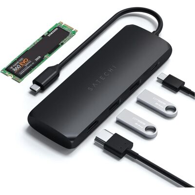 Satechi Hybrid Multiport (USB-C, 1 Port), Dockingstation + USB Hub, Schwarz Satechi Hybrid Multiport (USB-C, 1 Port), Dockingstation + USB Hub, Schwarz