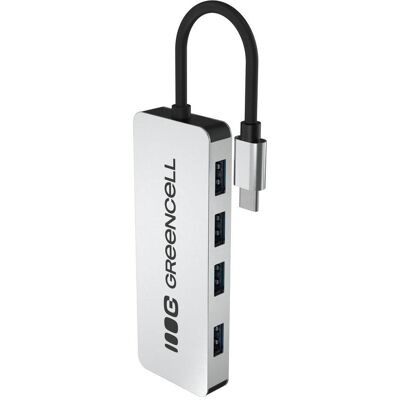 GreenCell Controller Green cell USB hubs 4 PORT USB-C 3.0 (USB-C, 4 Ports), Dockingstation + USB Hub, Silber GreenCell Controller Green cell USB hubs 4 PORT USB-C 3.0 (USB-C, 4 Ports), Dockingstation + USB Hub, Silber
