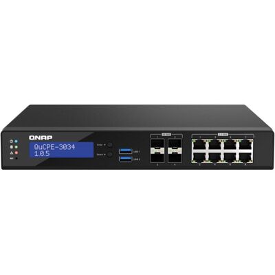 QNAP QuCPE-3034-C3758R-16G Intel Atom C3758R 8x2.5GbE RJ45 ports and 4x10GbE SFP+ ports 2xM.2 2280 N (8 Ports), Netzwerk Switch, Schwarz QNAP QuCPE-3034-C3758R-16G Intel Atom C3758R 8x2.5GbE RJ45 ports and 4x10GbE SFP+ ports 2xM.2 2280 N (8 Ports), Netzwerk Switch, Schwarz