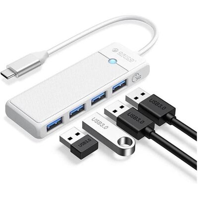 Orico HUB USB Hub USB PAPW4A-C3 4-portowy 4x USB-A 3.0 1,8 m - biały (USB-C, 4 Ports), Dockingstation + USB Hub, Weiss Orico HUB USB Hub USB PAPW4A-C3 4-portowy 4x USB-A 3.0 1,8 m - biały (USB-C, 4 Ports), Dockingstation + USB Hub, Weiss