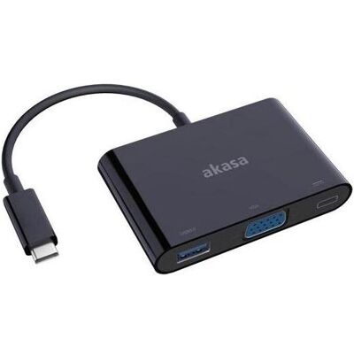 Akasa Typ-C zu VGA Konverter mit USB 3.0 Typ-A-Port (USB 3.0, USB 3.1, VGA, 15 cm), Data + Video Adapter, Schwarz Akasa Typ-C zu VGA Konverter mit USB 3.0 Typ-A-Port (USB 3.0, USB 3.1, VGA, 15 cm), Data + Video Adapter, Schwarz