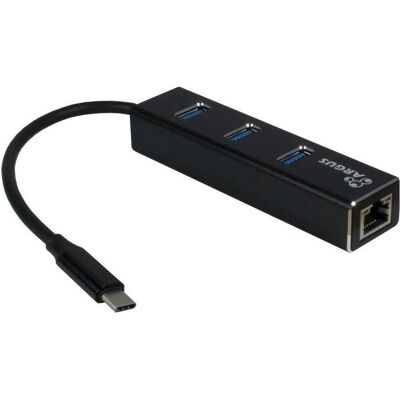 Intertech Argus IT-410 Lan Adapter (USB-C, 4 Ports), Dockingstation + USB Hub, Schwarz Intertech Argus IT-410 Lan Adapter (USB-C, 4 Ports), Dockingstation + USB Hub, Schwarz