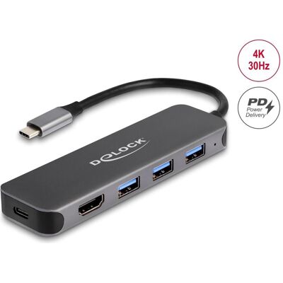 Delock Dockingstation (USB-C, 3 Ports), Dockingstation + USB Hub, Grau Delock Dockingstation (USB-C, 3 Ports), Dockingstation + USB Hub, Grau
