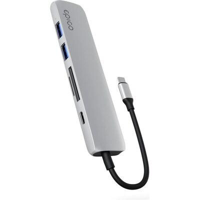 Epico 6in1 Aluminium Hub 8K with USB-C connector - silver (USB-C, 6 Ports), Dockingstation + USB Hub, Silber Epico 6in1 Aluminium Hub 8K with USB-C connector - silver (USB-C, 6 Ports), Dockingstation + USB Hub, Silber